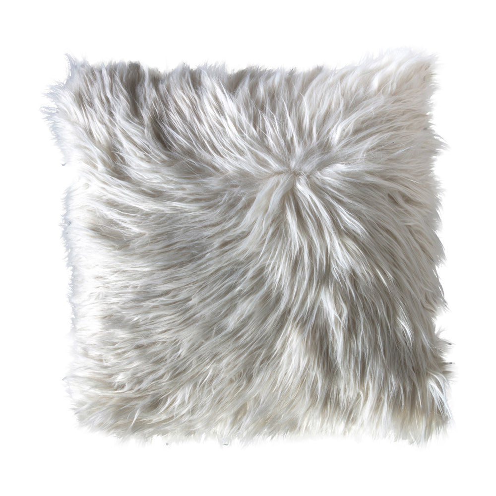 Gallery Interiors Mongolian Faux Cushion In Cream