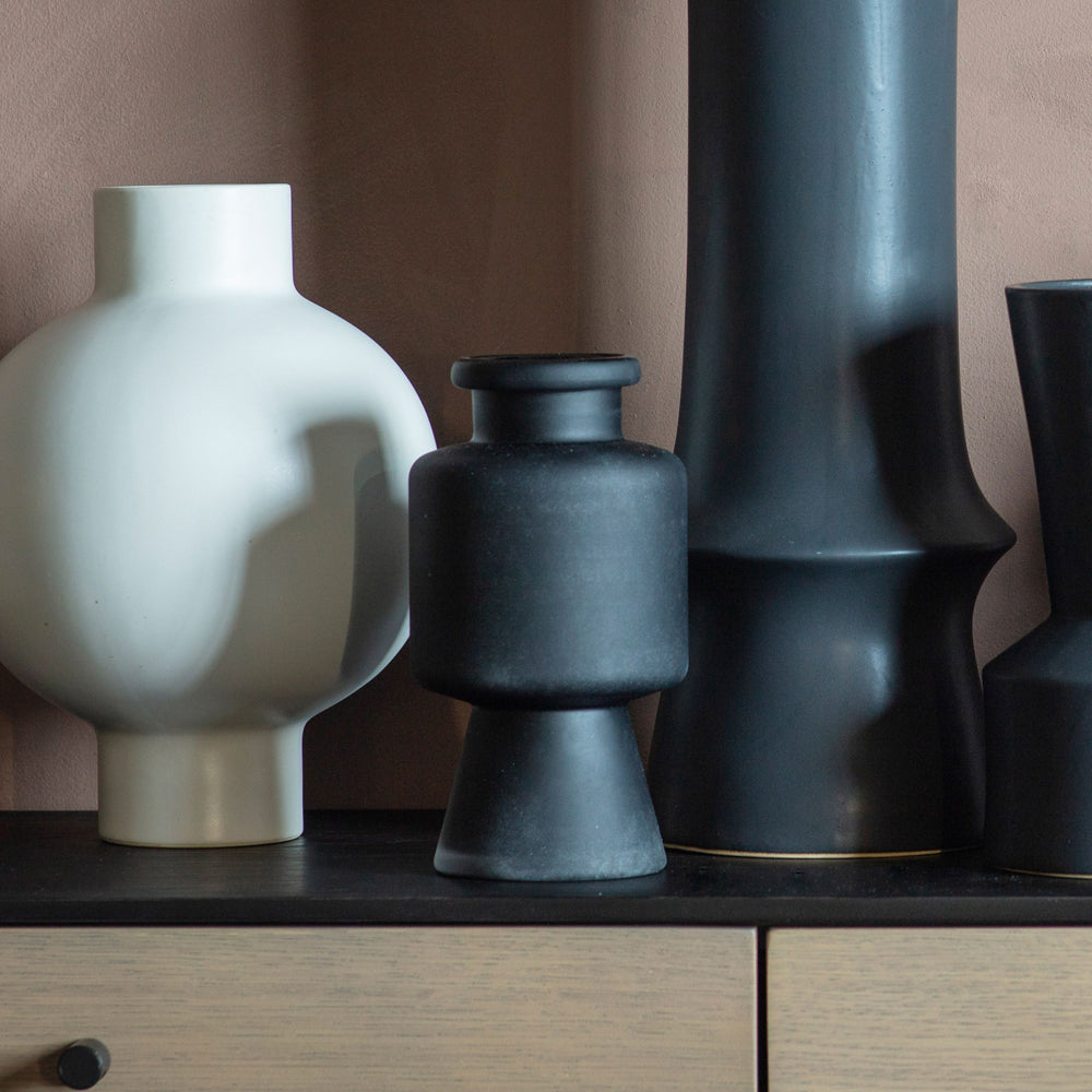 Product photograph of Gallery Interiors Leclerc Frosted Black Vase Large from Olivia's.