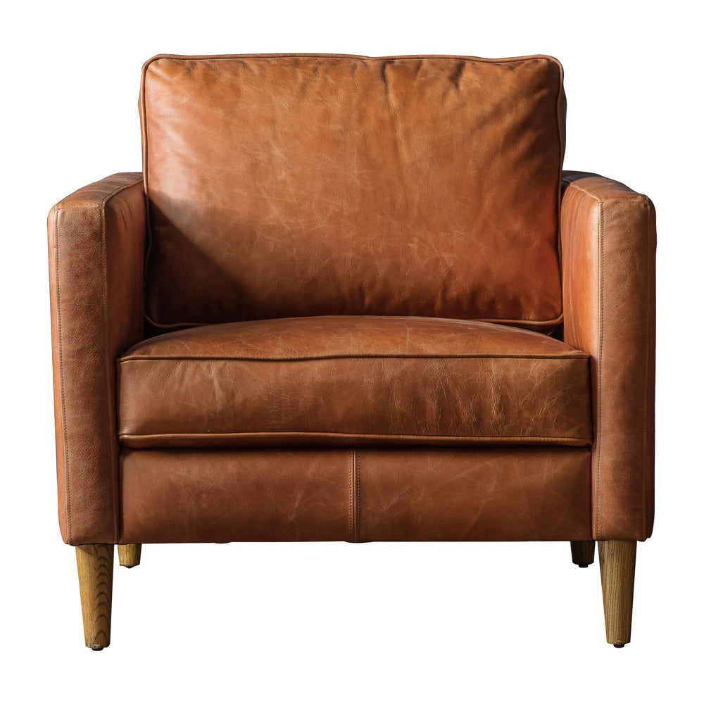 Product photograph of Gallery Interiors Osborne Vintage Brown Armchair from Olivia's.