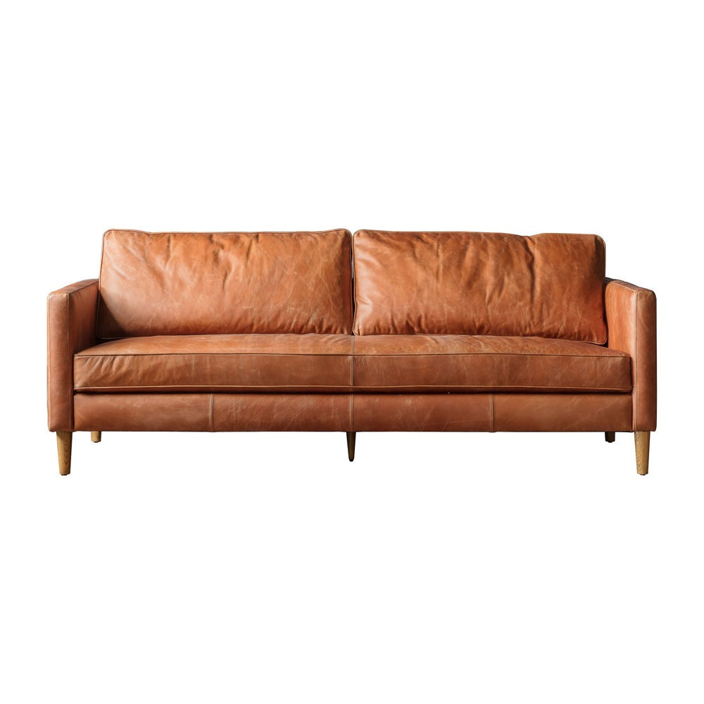 Product photograph of Gallery Interiors Osborne 2 Seater Sofa In Vintage Brown Leather from Olivia's.
