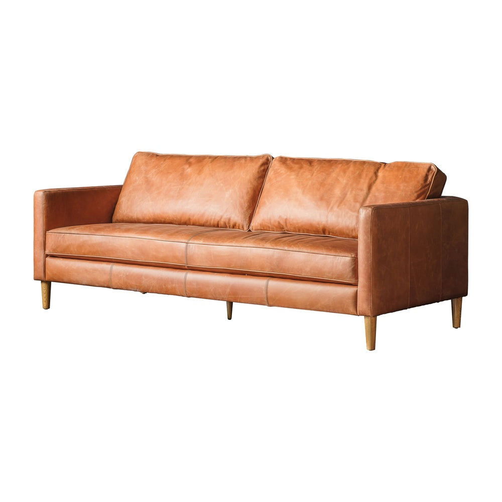 Product photograph of Gallery Interiors Osborne 2 Seater Sofa In Vintage Brown Leather from Olivia's.