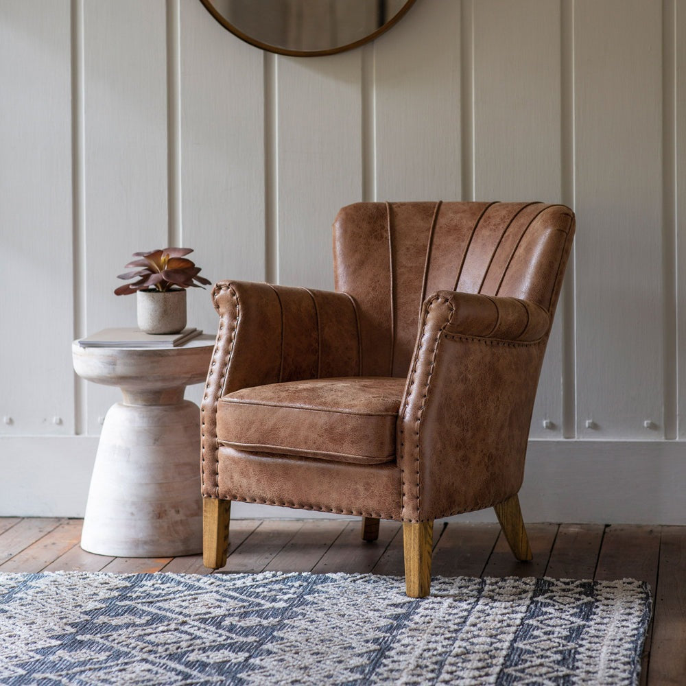 Product photograph of Gallery Interiors Hickman Brown Armchair from Olivia's.