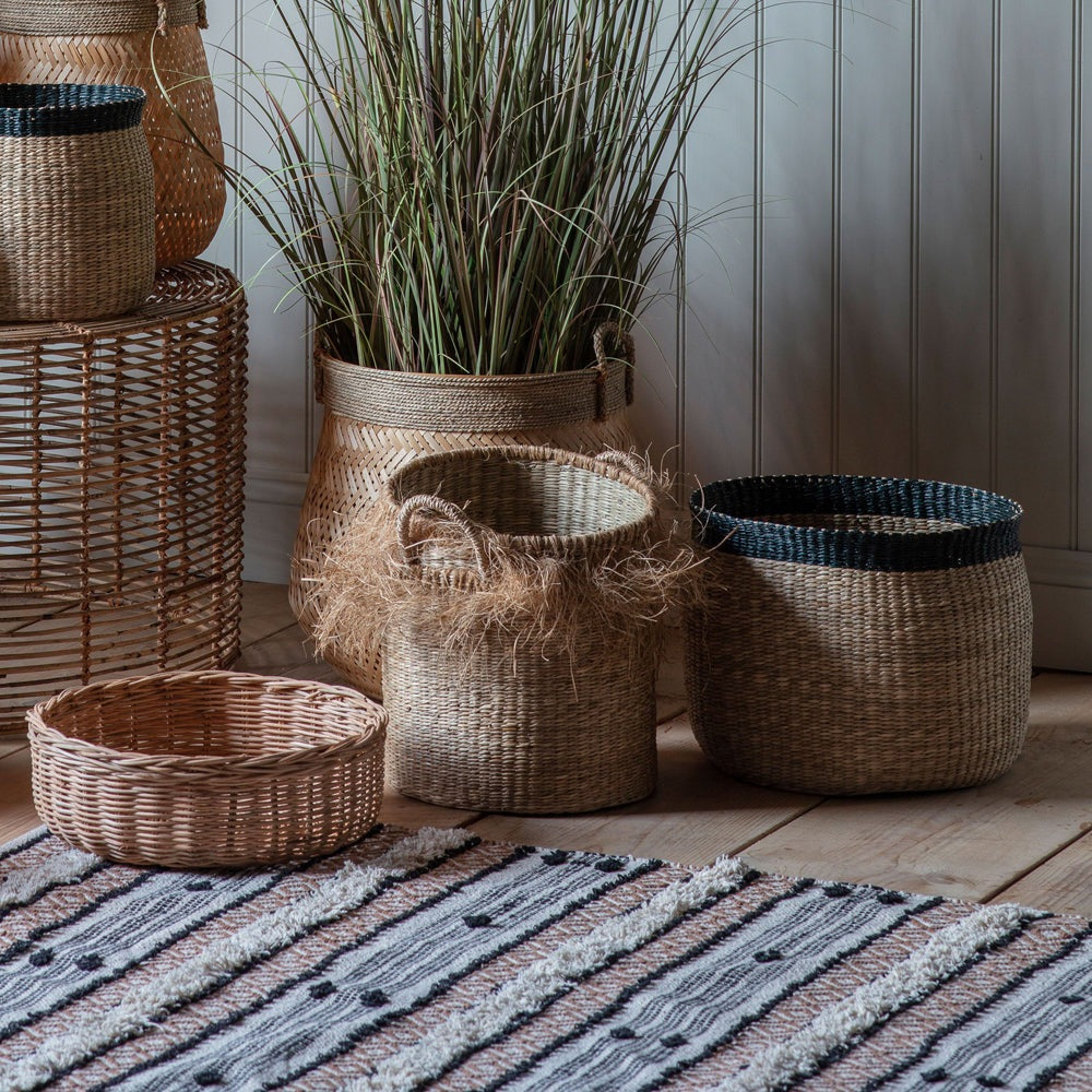 Product photograph of Gallery Interiors Dahra Brown Round Basket from Olivia's.