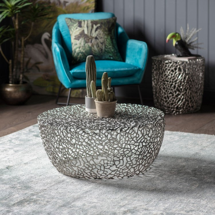 Product photograph of Gallery Interiors Verdant Coffee Table In Silver from Olivia's