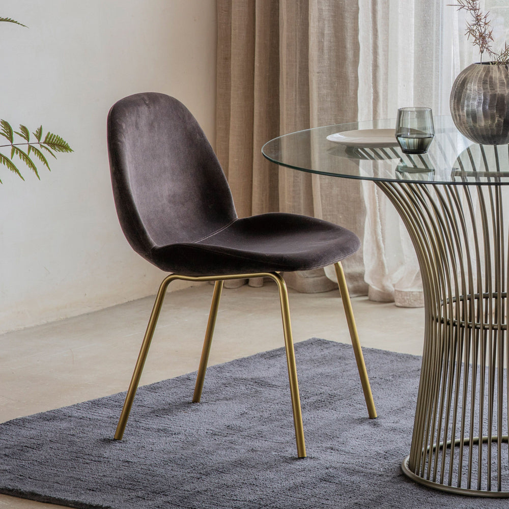 Product photograph of Gallery Interiors Set Of 2 Flanagan Velvet Dining Chairs In Chocolate Brown from Olivia's.