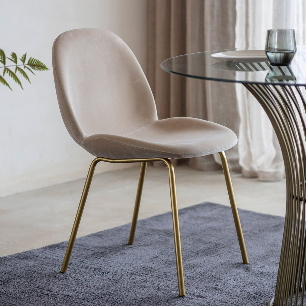 Product photograph of Gallery Interiors Set Of 2 Flanagan Velvet Dining Chairs In Oatmeal from Olivia's.