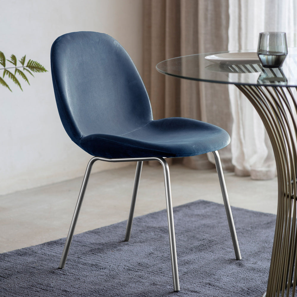 Product photograph of Gallery Interiors Set Of 2 Flanagan Velvet Dining Chairs In Petrol Blue from Olivia's.