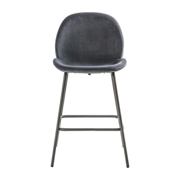 Product photograph of Gallery Interiors Flanagan Velvet Set Of 2 Bar Stools In Dark Grey Outlet from Olivia's