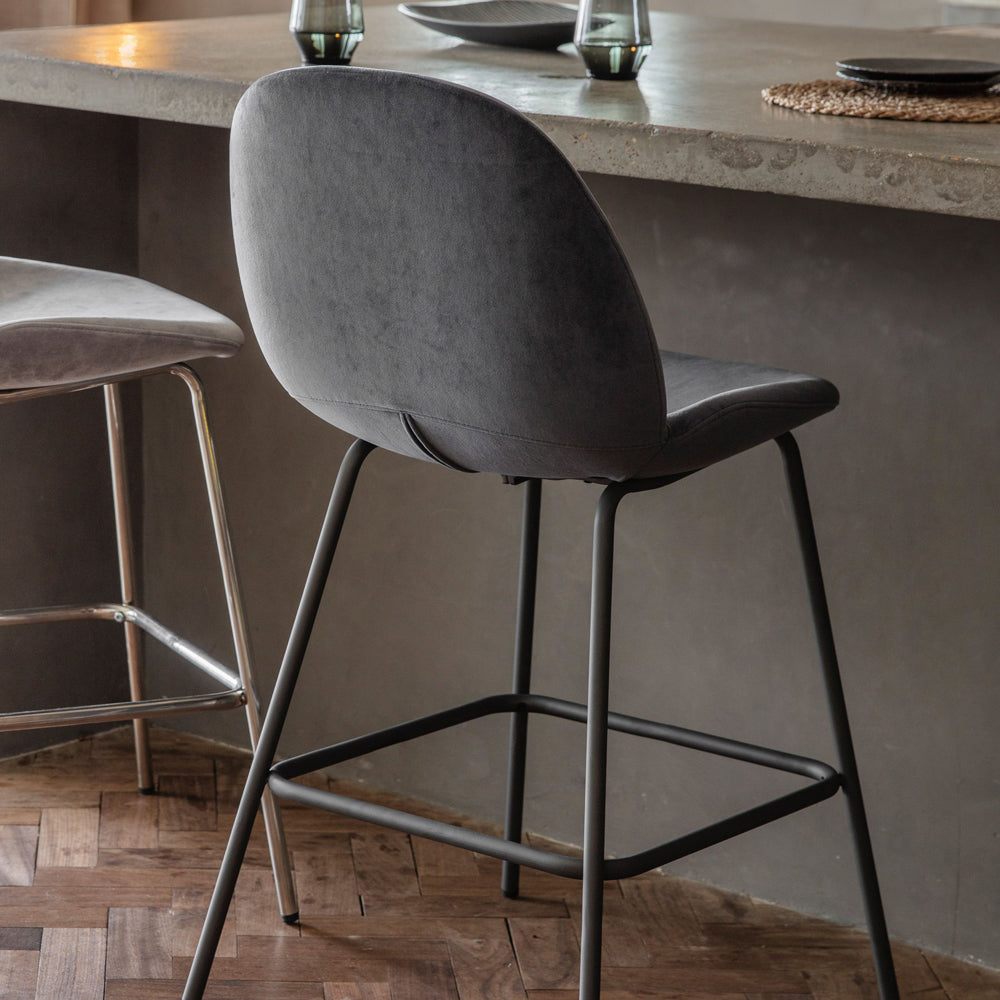 Product photograph of Gallery Interiors Set Of 2 Flanagan Velvet Bar Stools In Dark Grey from Olivia's.
