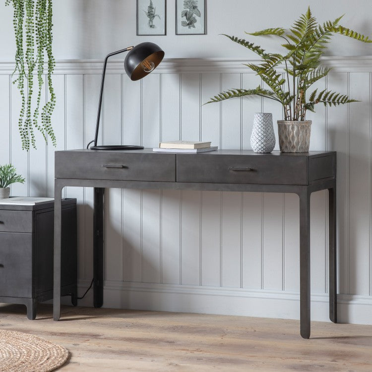 Product photograph of Gallery Interiors Ottinge 2 Drawer Desk In Grey from Olivia's.