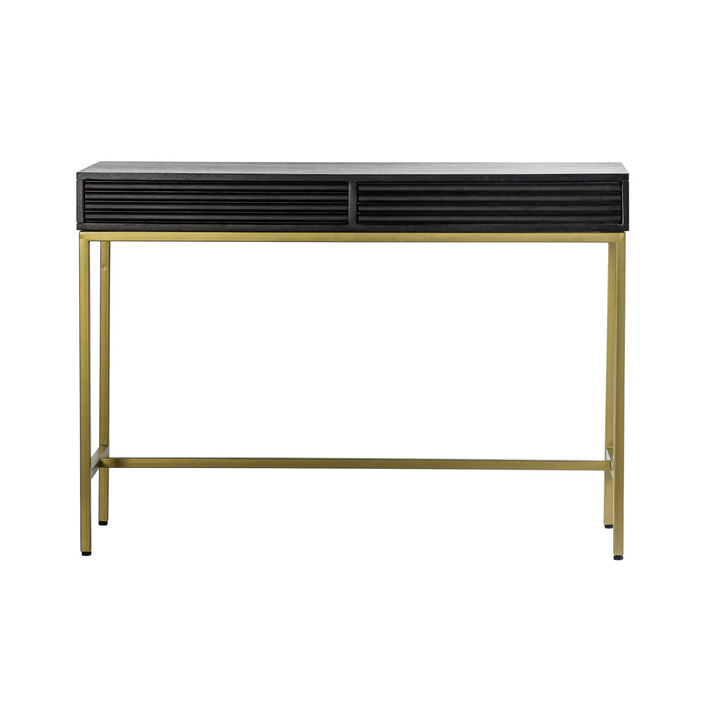 Product photograph of Gallery Interiors Ripple 2 Drawer Black Console Table from Olivia's