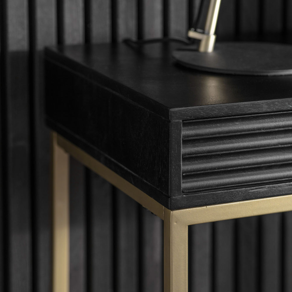 Product photograph of Gallery Interiors Ripple 2 Drawer Black Console Table from Olivia's.