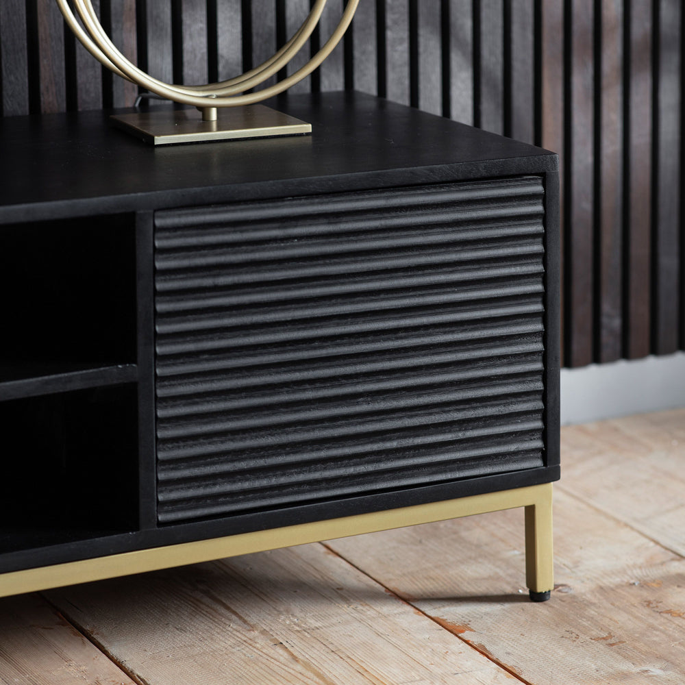 Product photograph of Gallery Interiors Ripple Media Unit In Black from Olivia's.