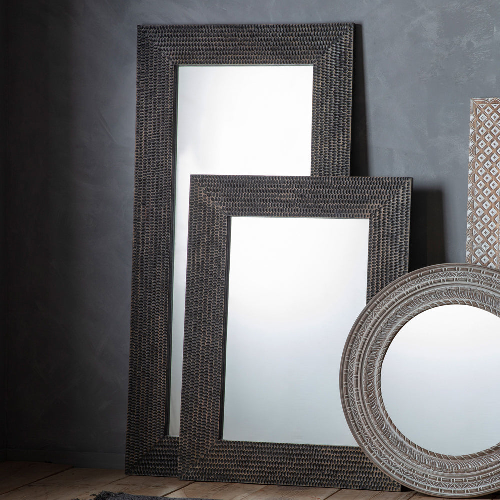 Product photograph of Gallery Interiors Akola Black Wall Mirror Large from Olivia's.