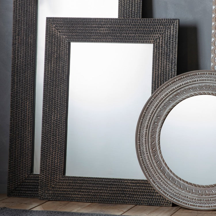 Product photograph of Gallery Interiors Akola Black Wall Mirror Large from Olivia's.