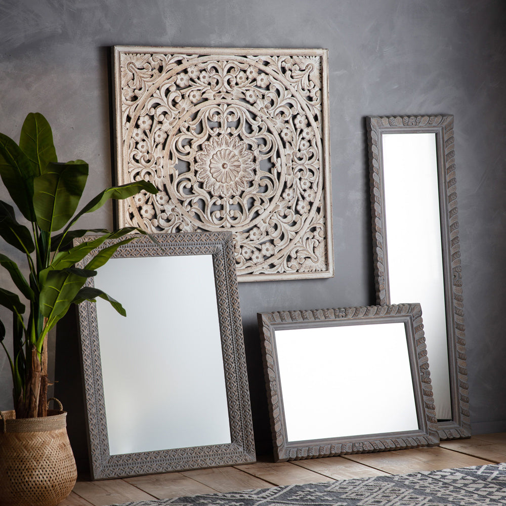 Product photograph of Gallery Interiors Korba Wall Mirror In Grey from Olivia's.