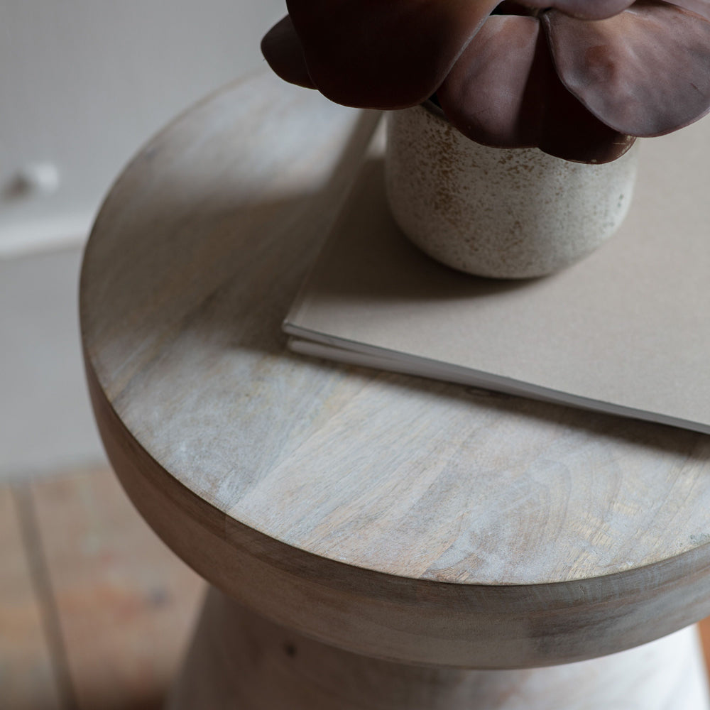 Product photograph of Gallery Interiors Milstead White Wash Side Table from Olivia's.