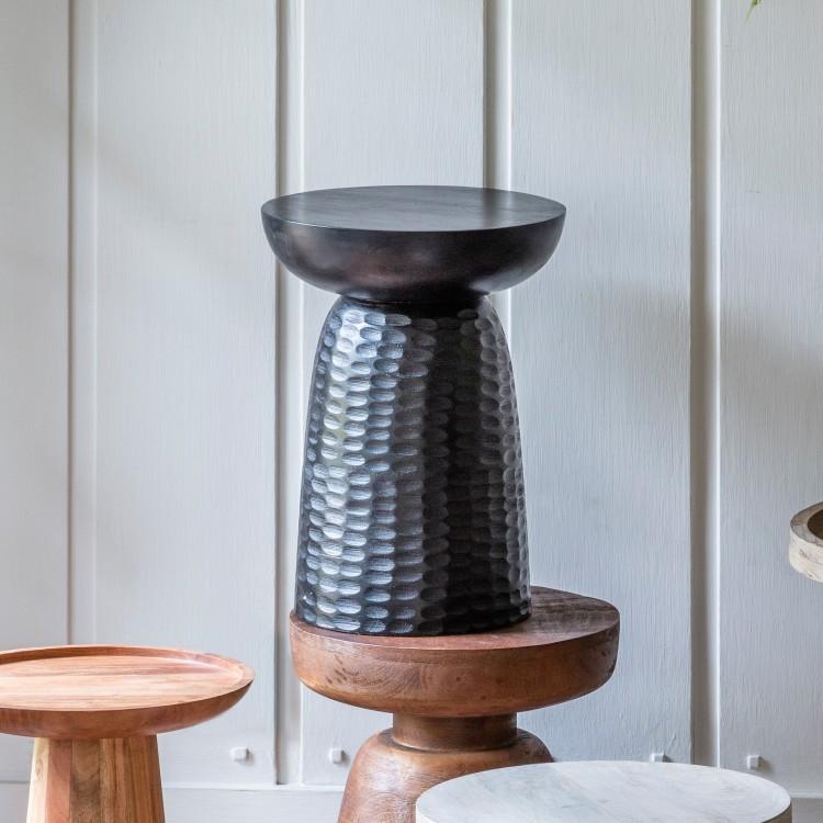 Product photograph of Gallery Interiors Kennington Black Round Side Table Outlet from Olivia's
