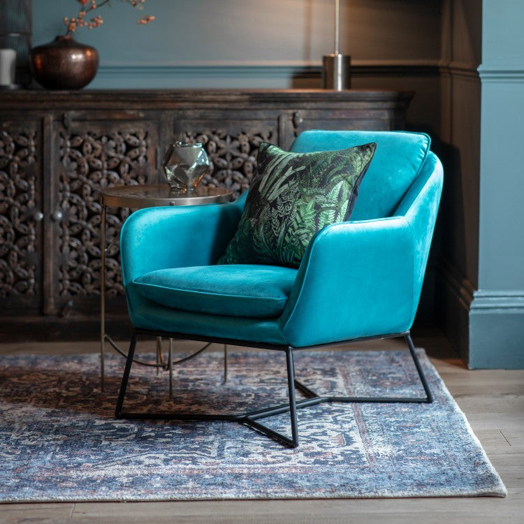 Gallery Direct Lucca Teal Velvet Occasional Chair