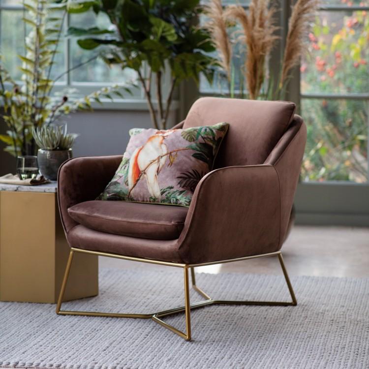 Gallery Direct Lucca Chocolate Velvet Occasional Chair Outlet