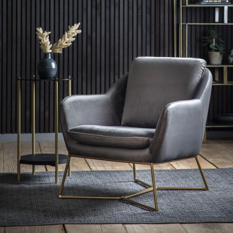 Gallery Direct Lucca Charcoal Velvet Armchair Outlet