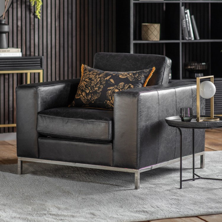 Gallery Interiors Verona Black Armchair Discontinued