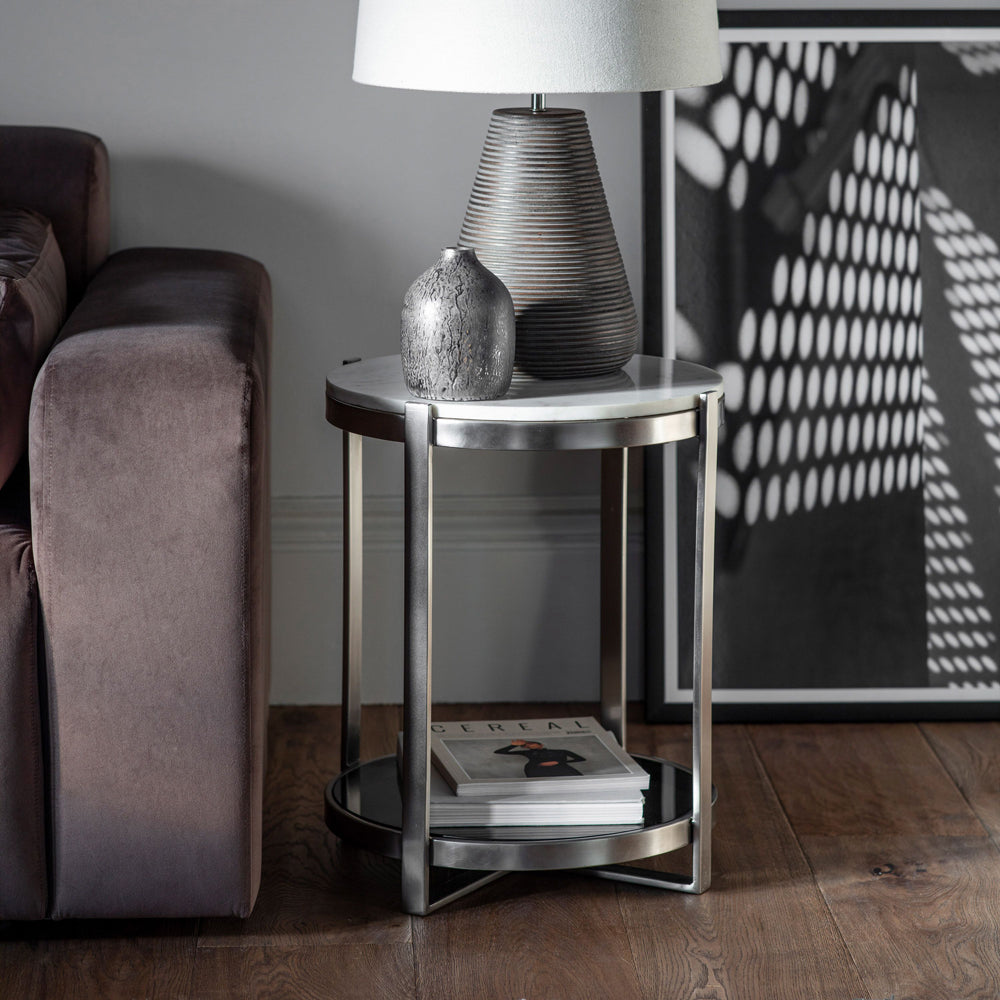 Product photograph of Gallery Interiors Watchet Silver Side Table from Olivia's.