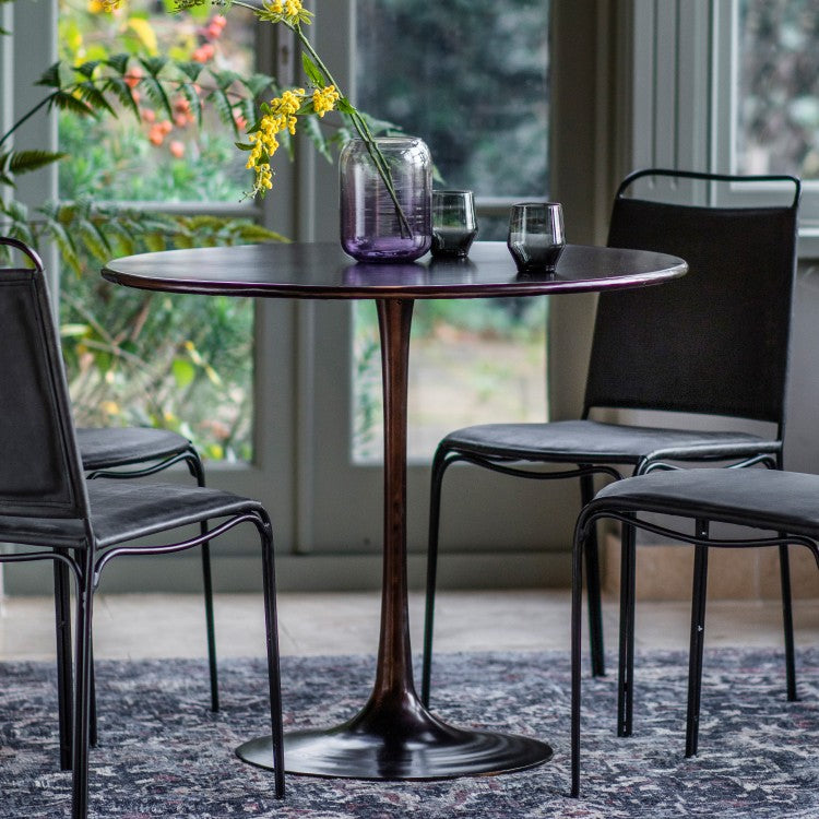 Product photograph of Gallery Interiors Kinnitty Brown Round 4 Seater Dining Table from Olivia's