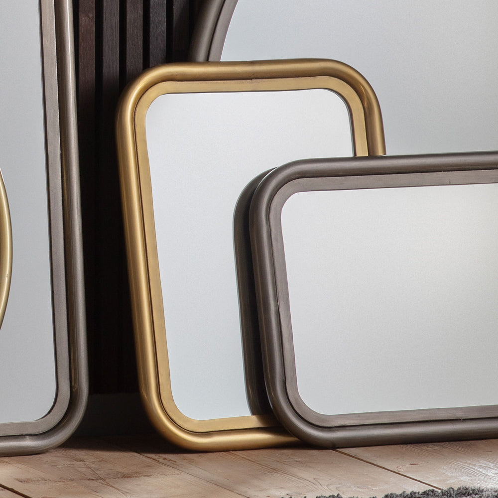 Product photograph of Gallery Interiors Eindhoven Brass Wall Mirror Small from Olivia's.