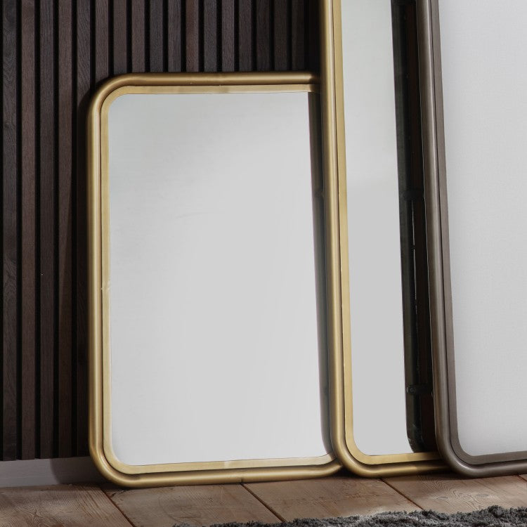 Product photograph of Gallery Interiors Eindhoven Brass Wall Mirror Small from Olivia's.