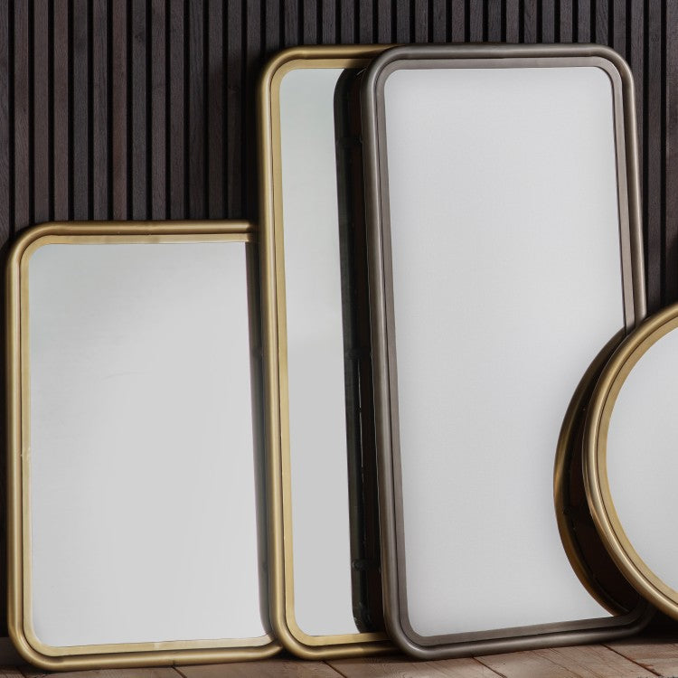 Product photograph of Gallery Interiors Eindhoven Brass Wall Mirror Large from Olivia's.