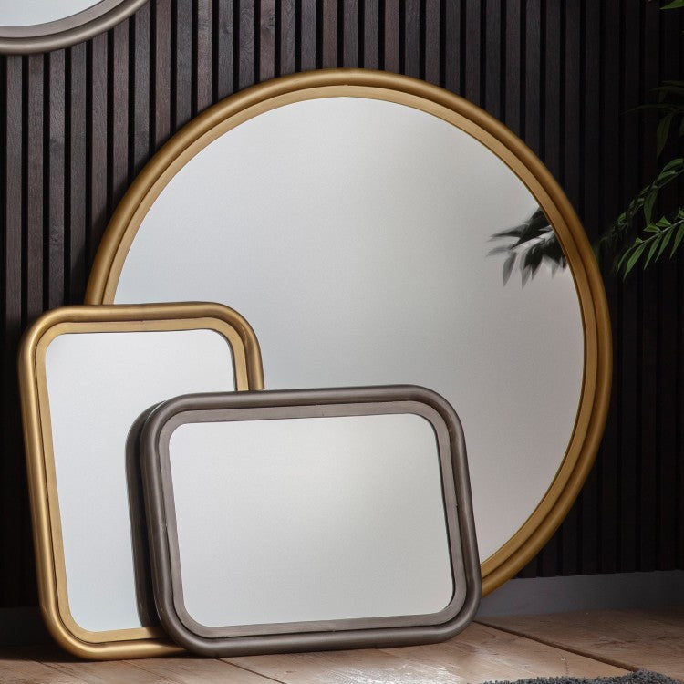 Gallery Interiors Eindhoven Brass Round Wall Mirror Large