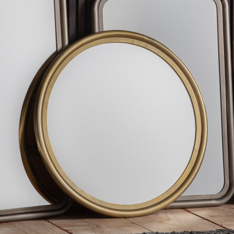Product photograph of Gallery Interiors Eindhoven Brass Round Wall Mirror Large from Olivia's.