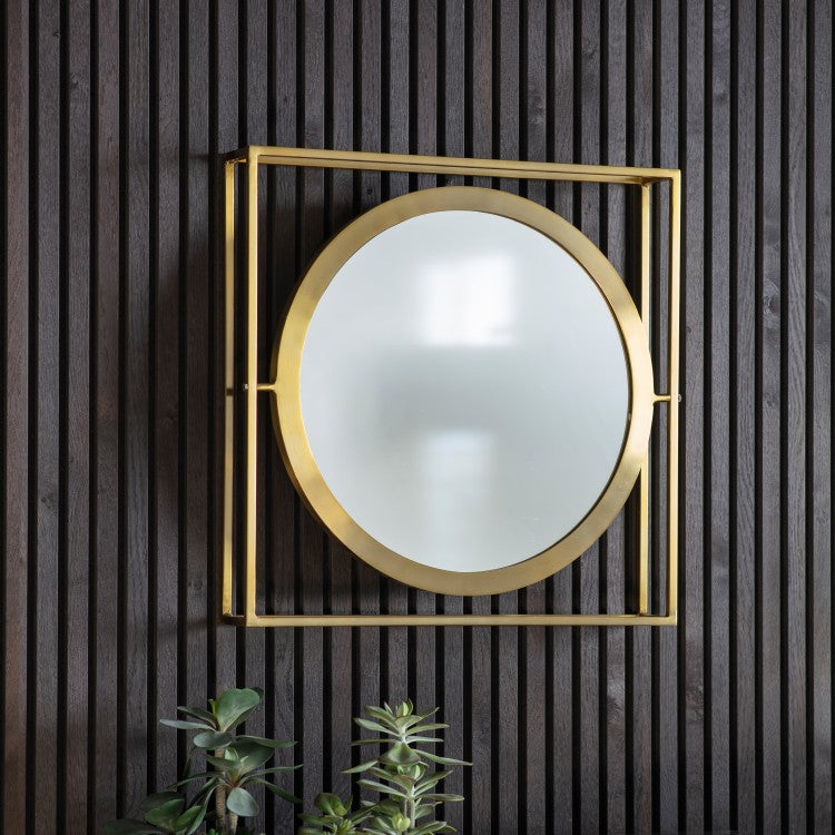 Product photograph of Gallery Interiors Hague Wall Mirror In Brass Single from Olivia's