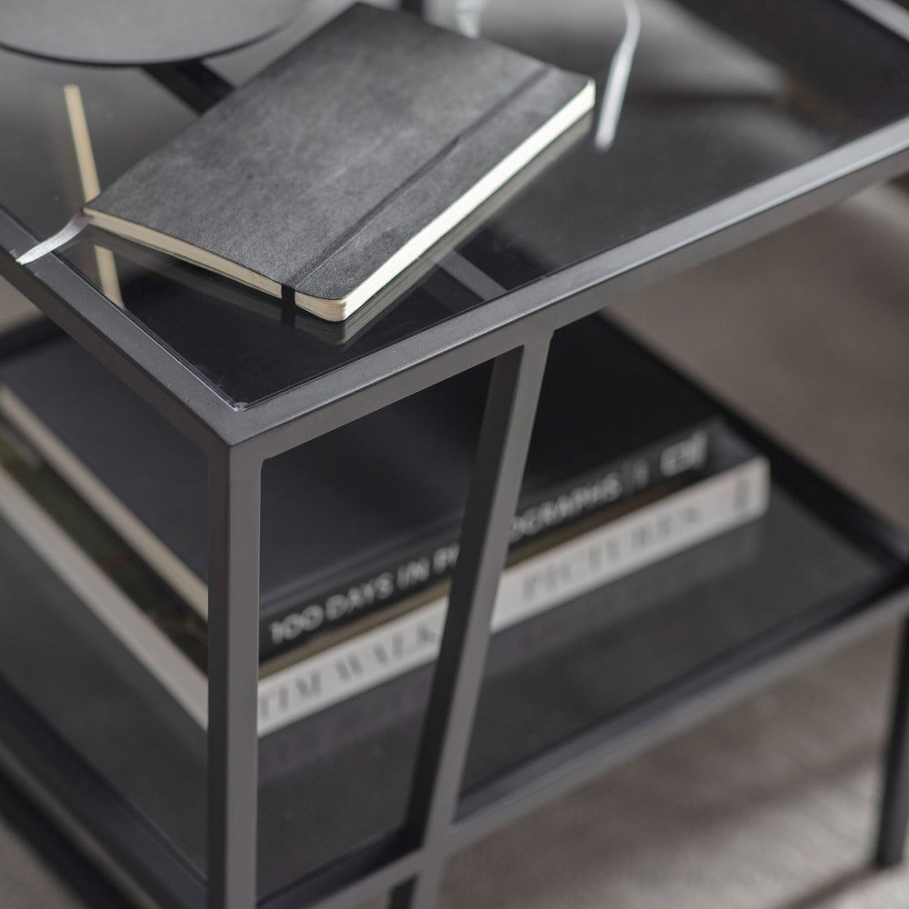 Product photograph of Gallery Interiors Putney Side Table In Black from Olivia's.