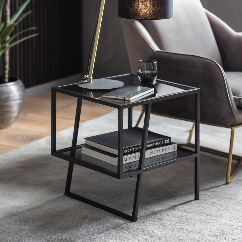 Product photograph of Gallery Interiors Putney Side Table In Black from Olivia's.