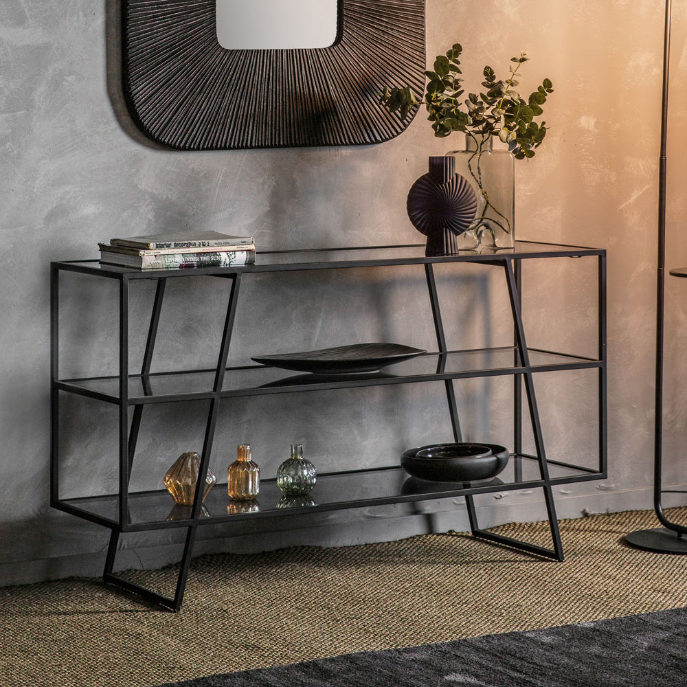 Product photograph of Gallery Interiors Putney Black Console Table from Olivia's.