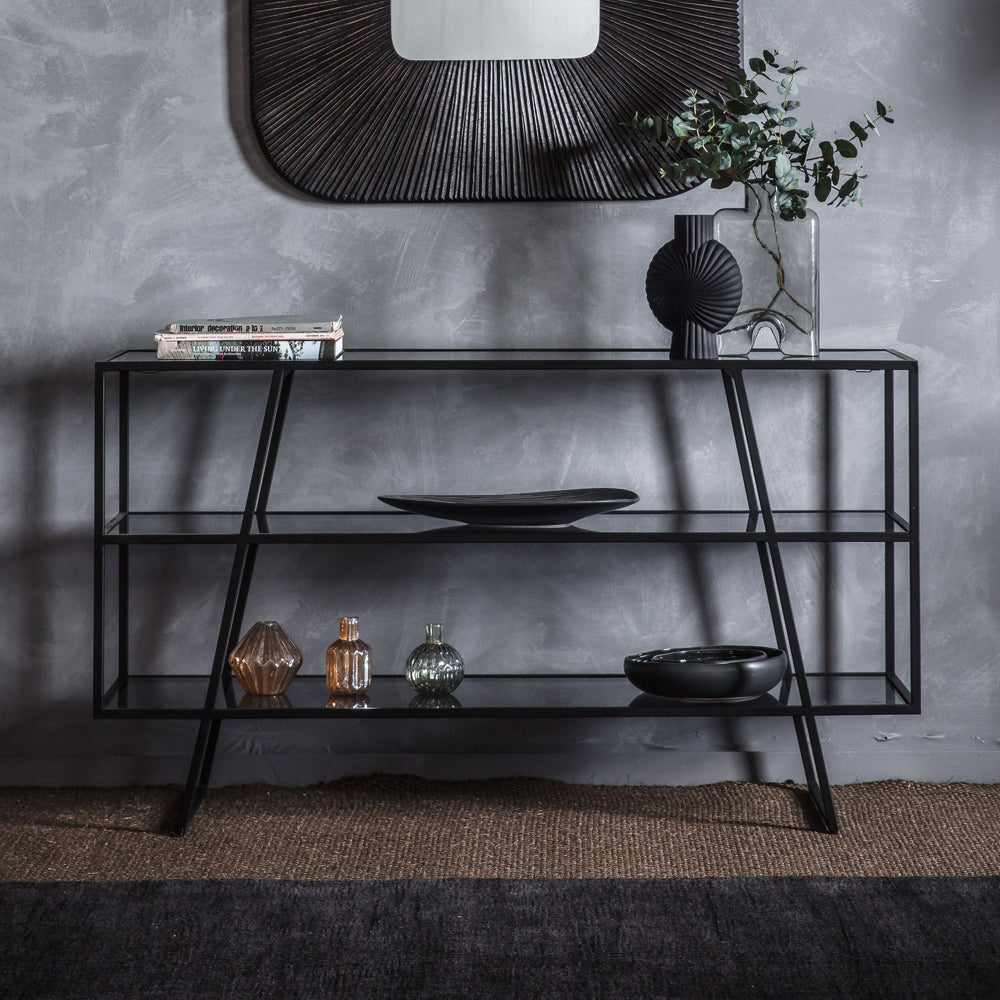 Product photograph of Gallery Interiors Putney Black Console Table from Olivia's.