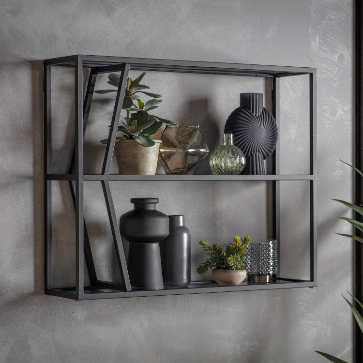 Product photograph of Gallery Interiors Putney Shelf Unit In Black from Olivia's