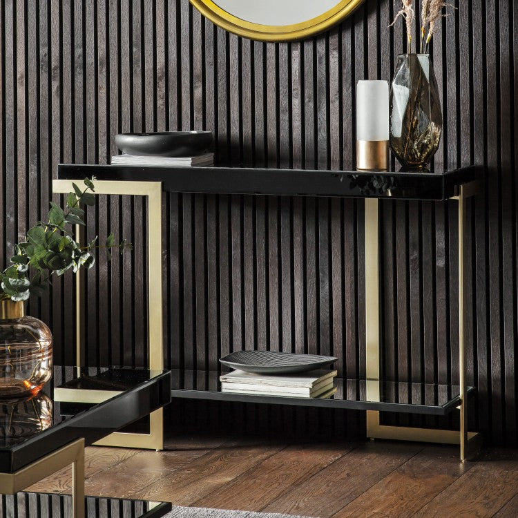 Product photograph of Gallery Interiors Ardella Black Console Table from Olivia's.