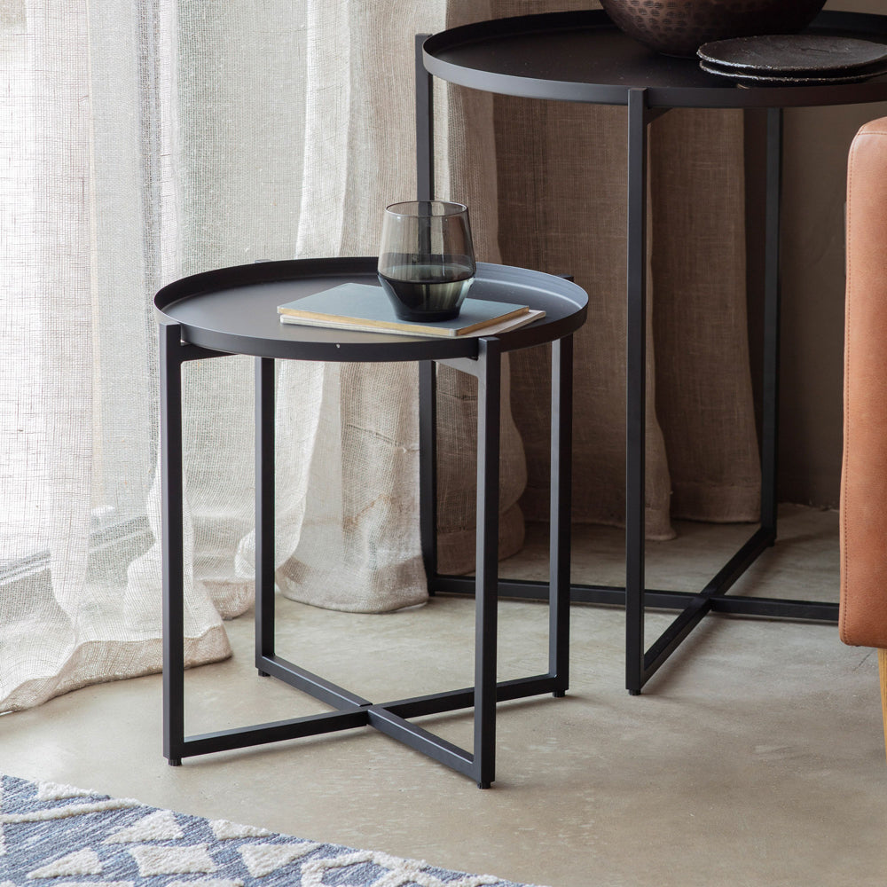 Product photograph of Gallery Interiors Balotra Black Round Side Table from Olivia's.