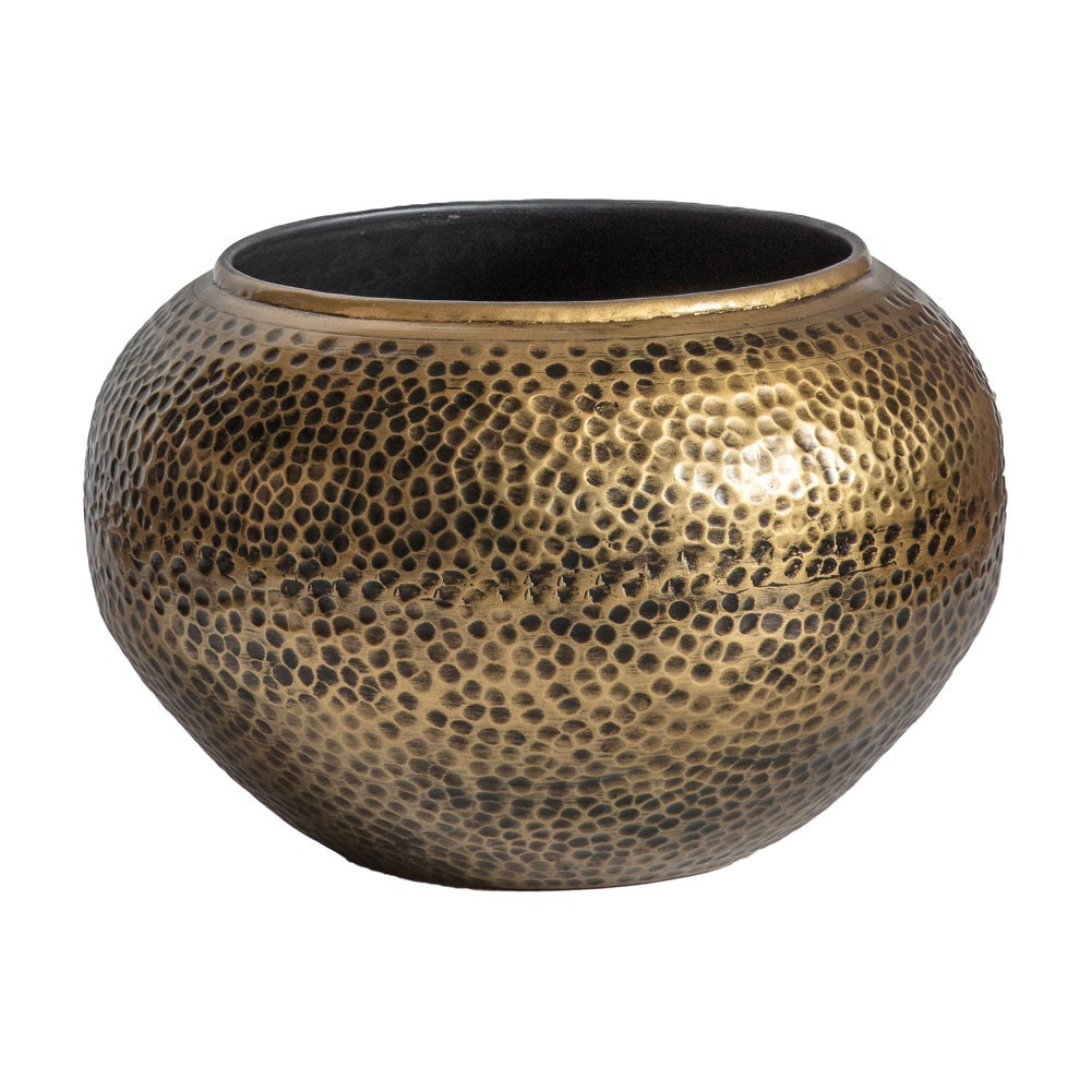 Gallery Interiors Small Panna Planter In Antique Brass