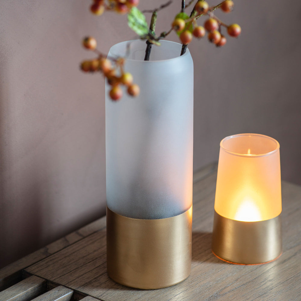 Product photograph of Gallery Interiors Fairview White Gold Vase Large from Olivia's.