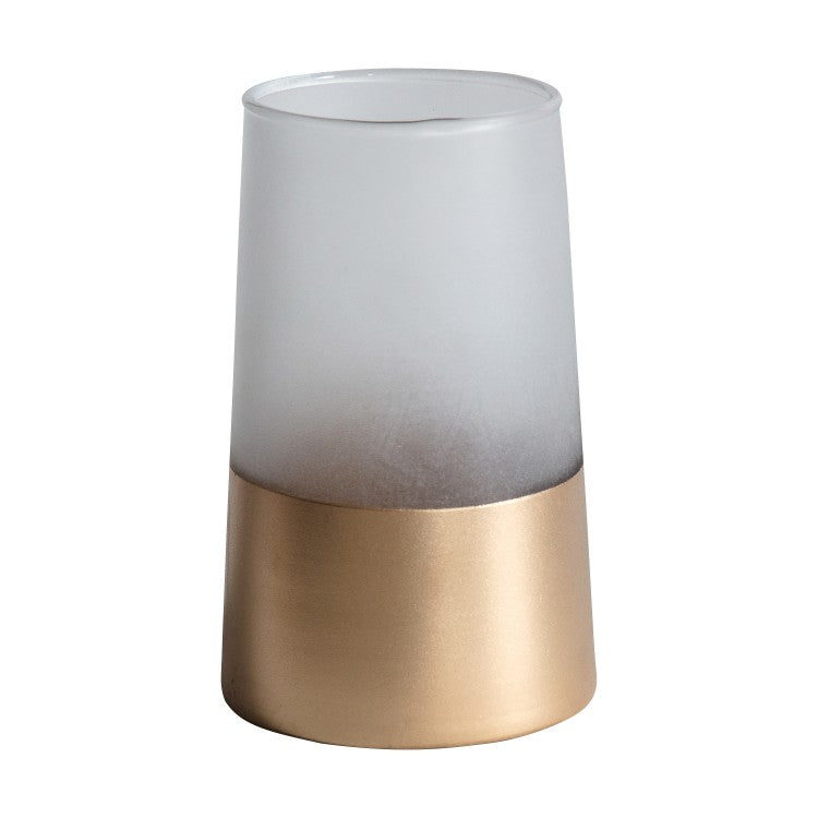 Product photograph of Gallery Interiors Fairview White Gold Vase Small from Olivia's.