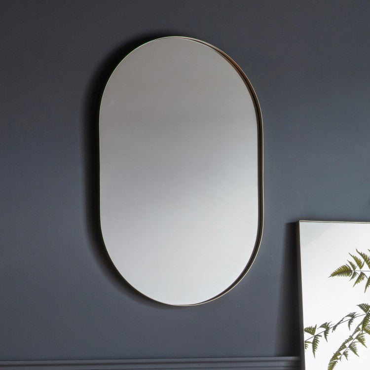 Gallery Interiors Hurston Elipse Silver Wall Mirror