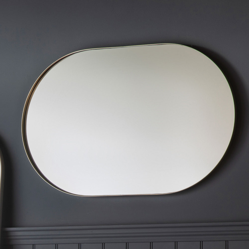 Product photograph of Gallery Interiors Hurston Elipse Silver Wall Mirror from Olivia's.