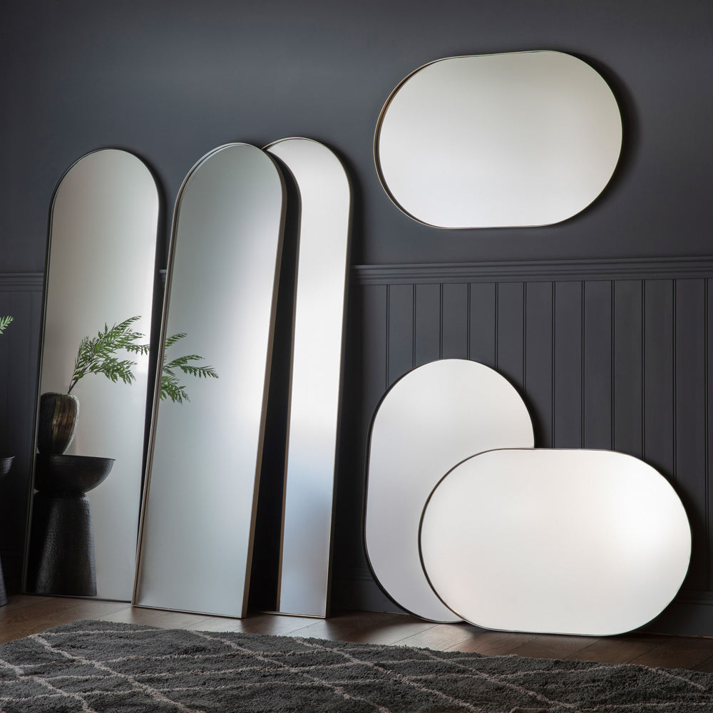 Product photograph of Gallery Interiors Hurston Elipse Silver Wall Mirror from Olivia's.