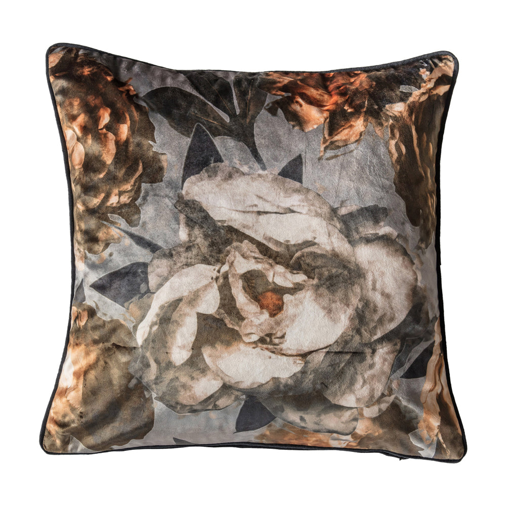 Gallery Interiors Vintage Peony Cushion In Mink