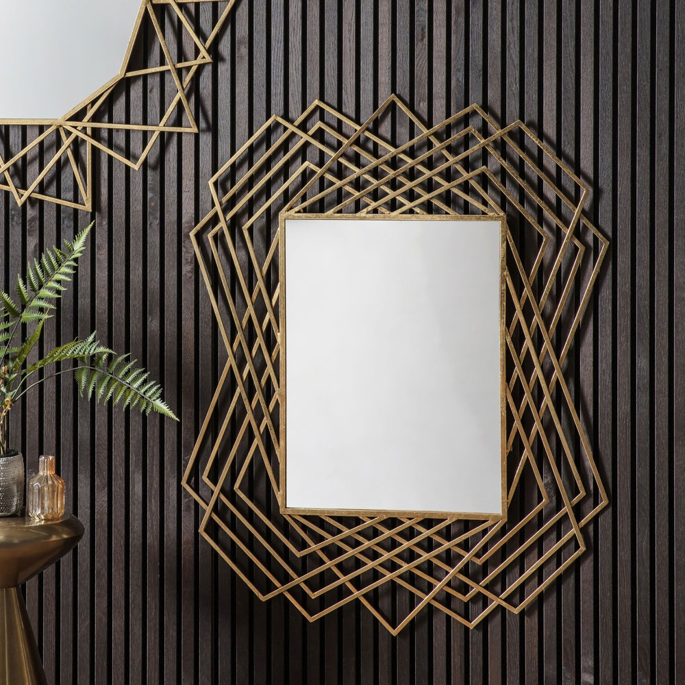 Product photograph of Gallery Interiors Specter Rectangle Mirror In Gold from Olivia's.