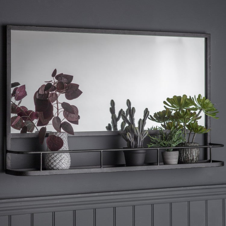 Product photograph of Gallery Interiors Emerson Overmantel Wall Mirror In Charcoal from Olivia's.